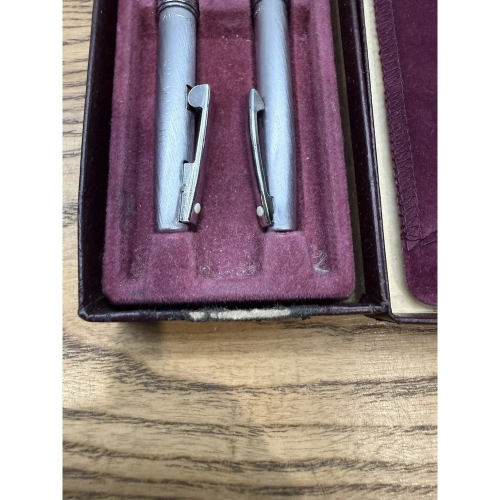 Vtg Sheaffer 1970s White Dot Silver Ballpoint Pen Mechanical Pencil Set